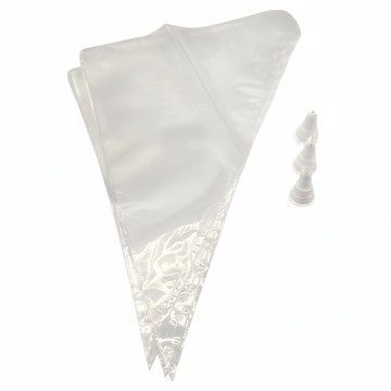 CP Pastry bag 奶油擠花袋 5枚入 3款花嘴  透明色  5個奶油擠花袋 + 3個花嘴  1組