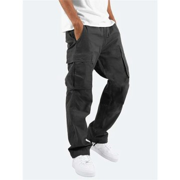 Simple mid waist straight cargo pants 簡約中腰直筒工裝褲男士