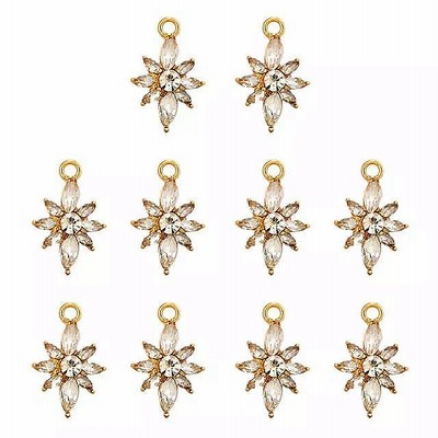 光沢 のある クリスタル フラワー チャーム ジュエリー作り 用 ネックレス アクセサリー イヤリング 10 個