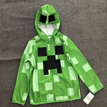 【30天熱銷2873件】25新款我的世界印花連帽卡通上衣女cos苦力怕娘拉鏈衛衣薄
