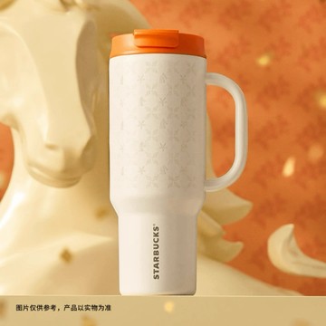 星巴克杯子2026馬年新品駿躍星程系列活力橙高顏值輕奢雙飲口不鏽鋼車載隨行杯
