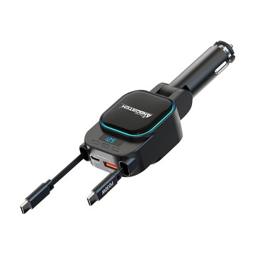 【安伯特】電壓監控雙TYPE-C伸縮快充(國家認證 一年保固) 12V/24V皆可使用 過充保護