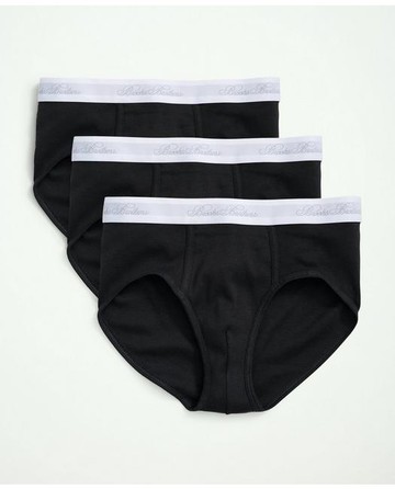 Brooks Brothers Men's Supima Cotton Low-Rise Briefs - 3 Pack | Black | Size Medium
