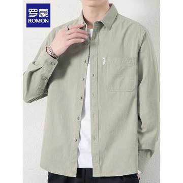 羅蒙長袖襯衫男士純棉免燙上衣2026年春季新款潮流休閑襯衣外套男