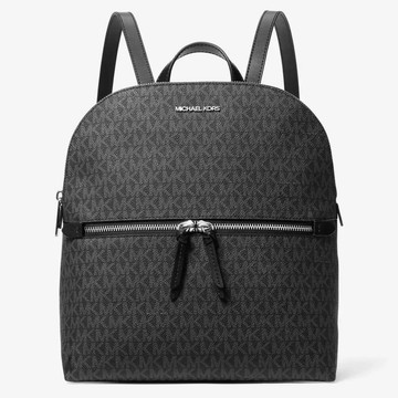 MICHAEL KORS 經典老花後背包 防刮老花PVC塗層帆布 雙肩包 後背包 M15301 黑色MK(現貨)指定Outlet商品5折起☆現貨【送禮首選★APP下單點數4倍送】