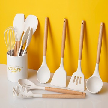 白色鍋鏟套裝北歐硅膠廚具不粘鍋專用小號迷你鏟子食品級家用湯勺