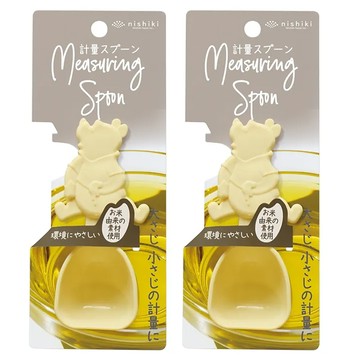 錦化成 Winnie the Pooh 塑膠計量湯匙 米製素材 奶油黃色  4.5 x 2.4 x 10cm  2支