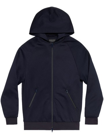 Balenciaga - logo-print zip-up hoodie - men - Elastane - S - Blue