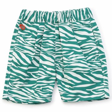 日本 BREEZE - 時尚印花廚師短褲-斑馬紋-綠