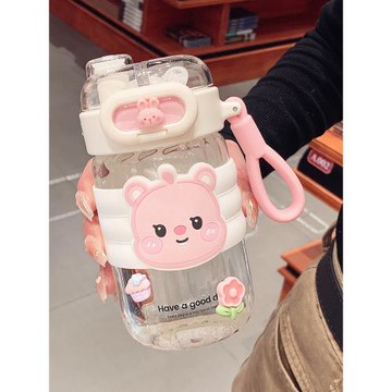 水杯女2025新款可愛帶吸管玻璃杯學生便攜耐高溫夏季高顏值杯子