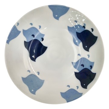千鳥輕量22深皿 日本製  22 x 4.5cm  XL10041-11  1個  白色 + 藍色