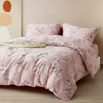 J-bedtime 床寢時光 舒柔棉兩用被床包組 台灣製 SW6918M-H  雙人  兩用被套 + 床包 + 枕套 2個  質感花韻