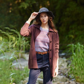 喀什米爾口袋麻花長版羊絨外套(2色)