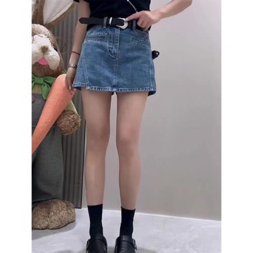 大碼復古牛仔半身裙女夏季胖mm防走光高腰顯瘦包臀a字短裙褲子