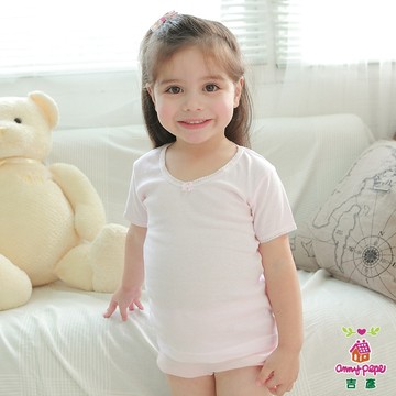 【Anny pepe】女童粉色素面短袖_美國精梳棉