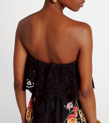 Camilla Floral ruffled strapless cotton jumpsuit