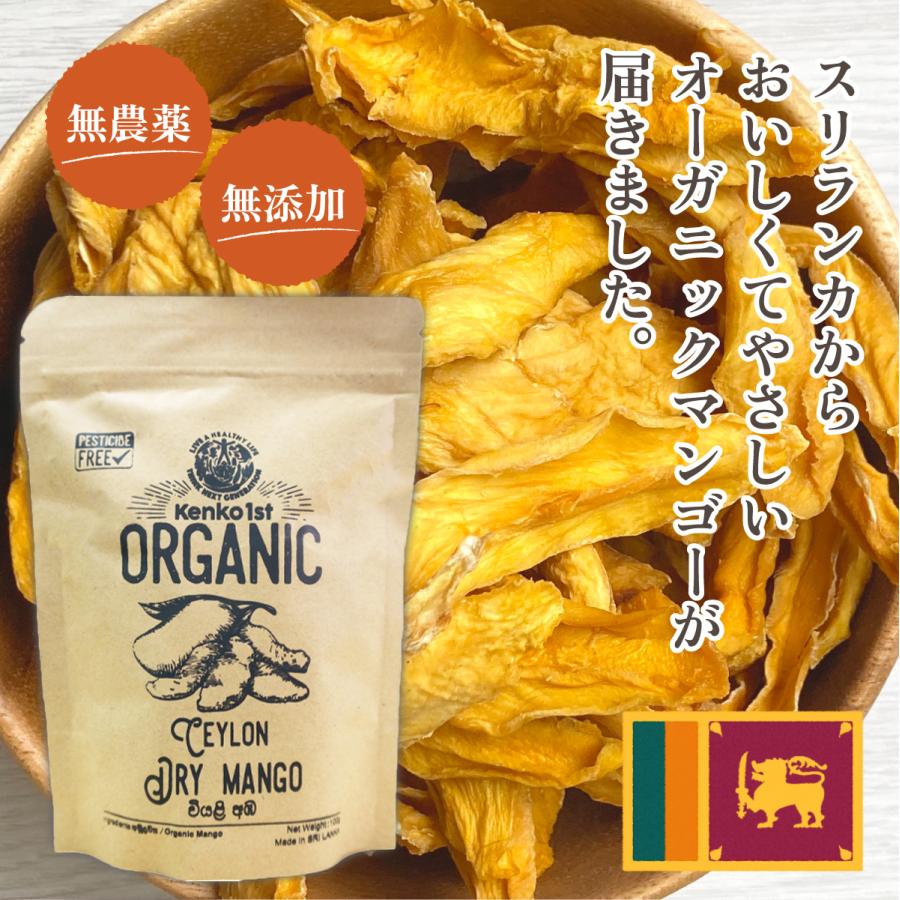 オーガニック ドライマンゴー 美容 健康 500g 100g x5 有機 スリランカ ドライフルーツ マンゴー 砂糖不使用 無添加 有機JAS認証 保存食 お菓子