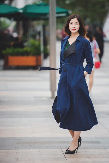 品祥云紗2017新款香云紗風衣  挪威的森林藍色版