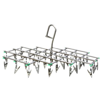 折疊不鏽鋼35夾防風晾衣架  銀色  1個