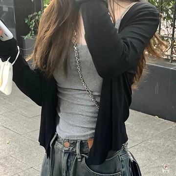🎈流行女裝🎈防曬開衫女 外搭防曬披肩 短款無扣長袖開衫 冰絲針織罩衫 薄款針織開衫 小外套 夏季短款外套 開衫 罩衫