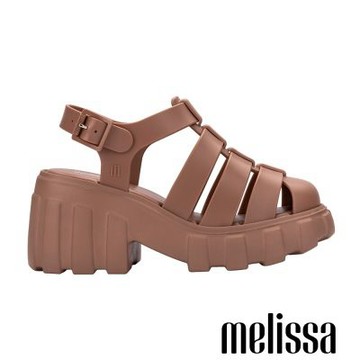 Melissa-羅馬前包寬帶涼跟鞋-咖啡色