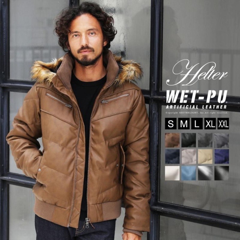ダウンジャケット メンズ アウター Puレザーフェイクファー バイクジャケット 防寒 冬 冬服 通販 Lineポイント最大0 5 Get Lineショッピング