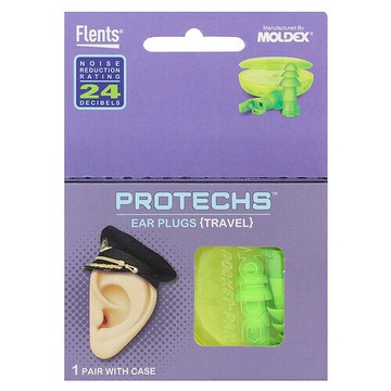 Flents, Protechs，耳塞，旅行，1 對，帶收納盒