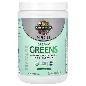 Garden of Life, 運動，有機綠色，原味，8.99 盎司（255 克）