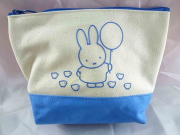 【震撼精品百貨】Miffy 米菲兔米飛兔 寬底平口帆布化妝包 橘&藍&綠  震撼日式精品百貨