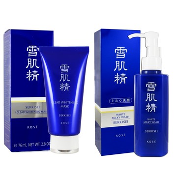 【KOSE 高絲】雪肌精靚白洗顏乳 140ml+淨白黑面膜 76ml