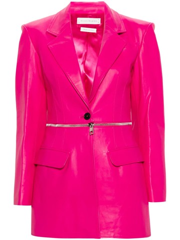 Alexander McQueen Pre-Owned - panelled single-breasted leather blazer - women - Viscose/Calf Leather - 40 - Pink
