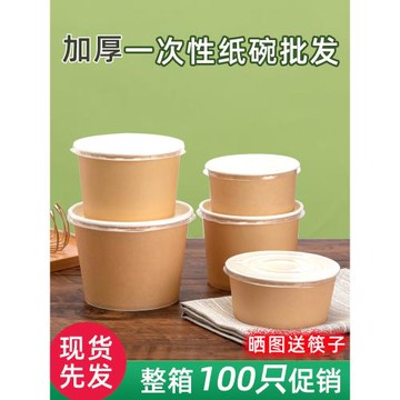 一次性碗餐盒打包盒飯盒泡面紙碗家用野餐一次性的碗筷套裝整箱批
