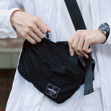 sobag黑色小眾日系百搭胸包男山系機能騎行包防潑濺尼龍運動挎包