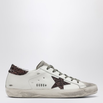 Super-star sneaker milk white/brown glitter