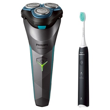 Philips 飛利浦 電競2系列 電動刮鬍刀/電鬍刀 + 音波牙刷  S2306 + HX2421  黑色