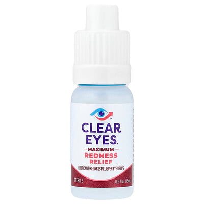 Clear Eyes, 特大限度緩解紅腫，潤滑/紅腫緩解眼方劑水，0.5 液量盎司（15 毫升）