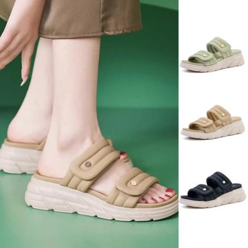 Taroko 胖胖條紋露趾魔術貼厚底夏季涼鞋(3色可選)