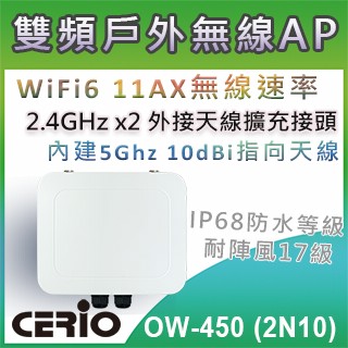 CERIO 【 OW-450 (2N10 】 高功率雙頻內建10dbi戶外型 POE 無線橋接/基地台