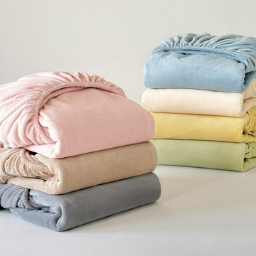 新款純色高克重牛奶絨純色單品床笠單件床罩柔軟吸水素色珊瑚絨床