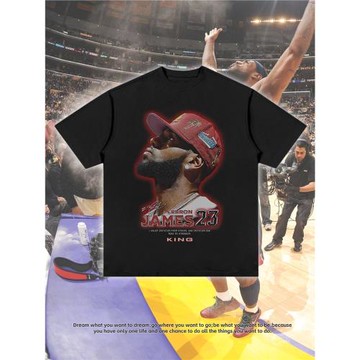 美式新款球星T恤羅斯詹姆斯巴特勒庫里印花重磅短袖純棉街頭半袖