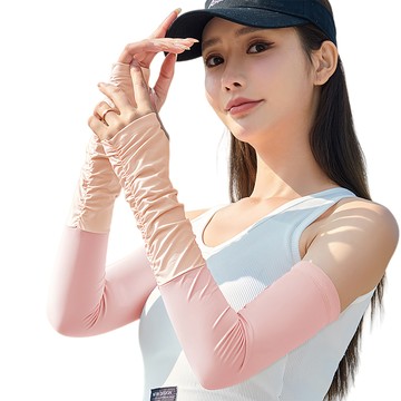 XUE CHENG 夏季涼感防曬冰袖/戶外騎行防紫外線袖套  粉橙色