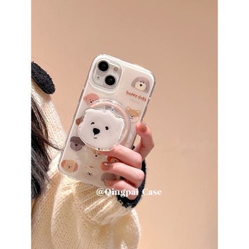 輕派ins小狗磁吸支架適用iPhone17pro手機殼蘋果16新款15女14日韓13卡通12promax超萌奶乎乎11ProMax全包硬殼