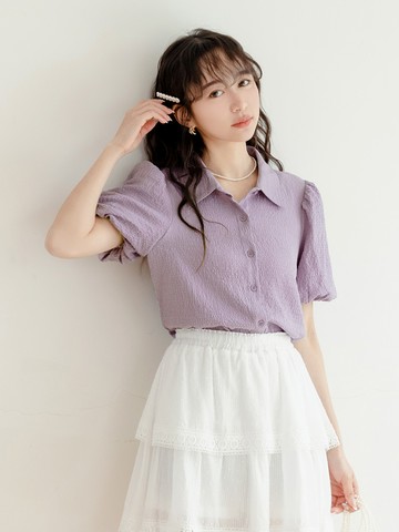 立體紋理拋袖襯衫上衣