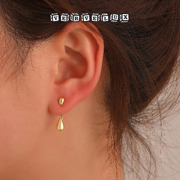 两件9.9折🔥臺灣出貨🔥可開發票✅復古水滴耳環女  法式輕奢小衆設計一款兩戴合耳釘時尚耳飾
