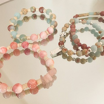 【台灣公司 可打統編】免運 夏季新款撞色天然石串珠手鏈女ins小眾設計彈力手串輕奢網紅手飾 可開發票 全館五折 工廠現貨直銷 新品特價 z9211