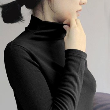 特價秒殺 賣完即止  純棉加薄絨半高領打底衫 大碼寬松顯瘦女上衣