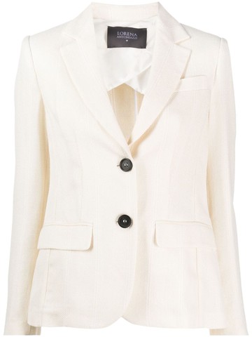 Lorena Antoniazzi - single-breasted fitted blazer - women - Wool/Linen/Flax/Silk/Cotton/Polyester/Acetate - 42 - White