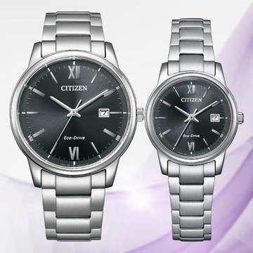 CITIZEN 星辰 PAIR 光動能 時尚簡約大三針情侶錶 對錶-灰 BM6978-77E/EW2318-73E