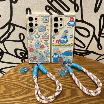 搞怪小丑魚漢頓適用三星s24+plus流沙手機殼s22 ultra防摔電話保護套s23fe半人魚24u閃粉hangyodon掛繩飾s25+