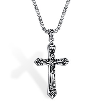 街頭嘻哈十字架項鏈男士歐美鈦鋼耶穌吊墜個性潮人掛件學生配飾品